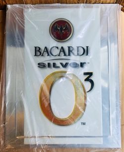 NEW 2002 Anheuser-Busch Bacardi Bat Silver O3 Rum Liquor 28” x 22” Pub Bar Sign Mirror
