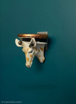 Vintage Sculptural Cast Resin Giraffe Decorative Shelf 7"×6"×8"