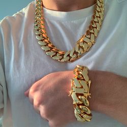 Miami Cuban Link Bracelet And Necklace Set