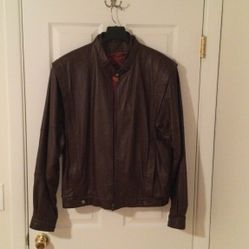 Men’s, Brown Leather Jacket  Size 46 L.   Must Pick Up In Warwick, RI.  $55.00 Cash.