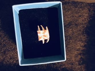 Sphalerite color stone cz gold plate ring 7.5