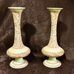 Vintage Etched Brass Vases