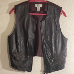 Jennifer Moore Size 8 Leather Front Vest 