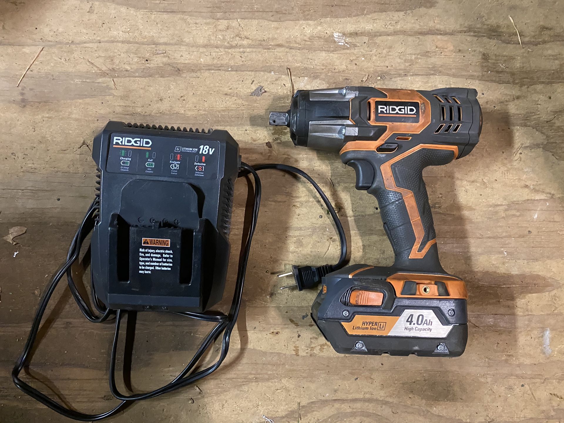 Ridgid 18v 1/2 impact with 4.0 ah battery