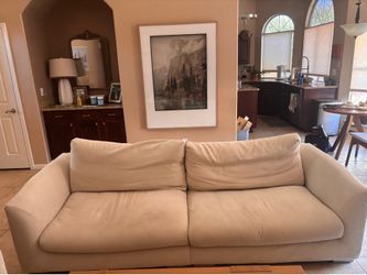 Valyou Feathers Cream 3 Seater Sectional, Chair, and Ottoman
