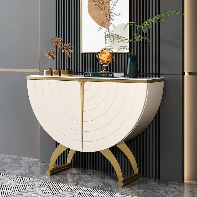 🟢 Golden Console Table With Sintered Stone Top