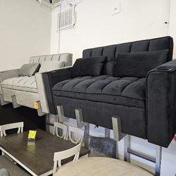 Brand New Sofa Pull Out Bed W/ Futon Back Balck Or Grey Velvet $349,now 