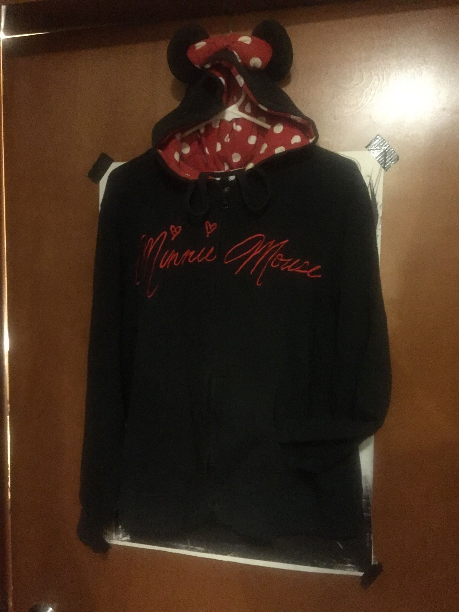 Authentic Disney Minnie Mouse Full ZIP Hooded Sweatshirt with Ears