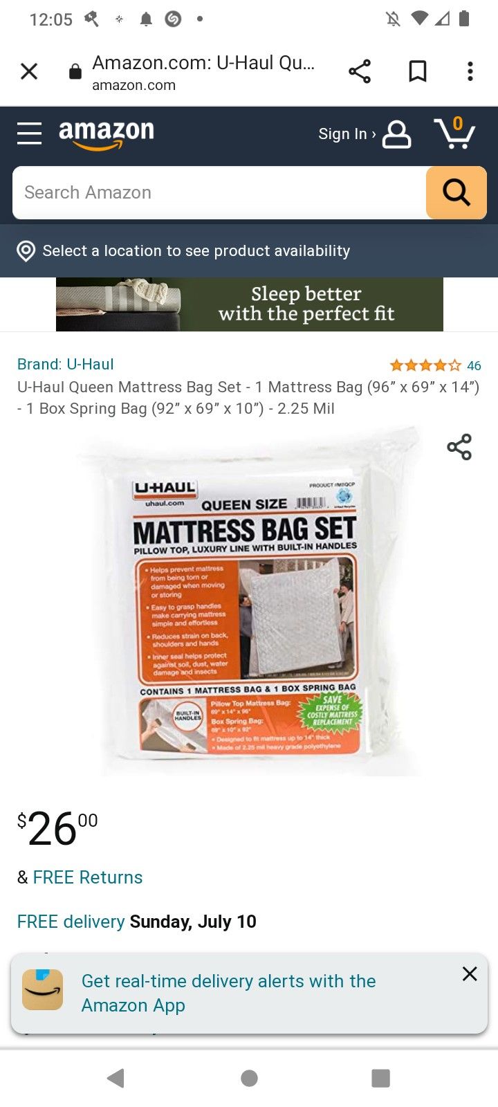 Queen Size Mattress Bag Set  Luxury Line With Built-in Handles 