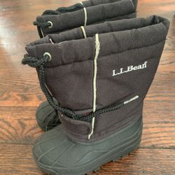 LL BEAN Kids' Northwoods Boots 10 black snow winter warm insert rugged outdoors