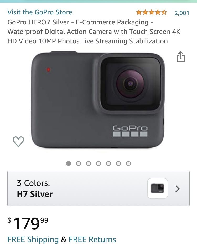 GoPro - HERO7 Silver 4K Waterproof Action Camera - Silver