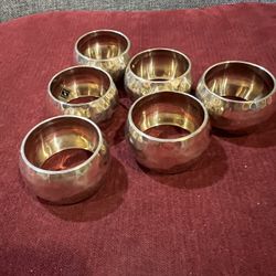 Vintage Brass Napkin Rings, set of 6 Hammered Brass Napkin Rings