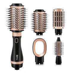  Hair Dryer Brush, 4 in 1 Blow Brush with Ceramic Coating, One Step Hot Air for Dryer, Styler, Volumizer, Curler, 3 Temperature Settings, Detachable D