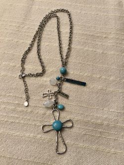 Silver & Turquoise Cross Necklace