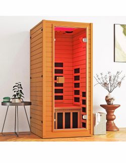 1 Person Full Spectrum Infrared Sauna w/ Red Light Therapy - Canadian Hemlock