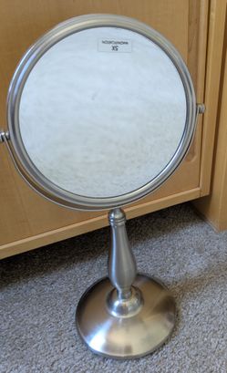 Brushed Silver Magnifying Makeup Mirror