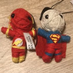 Pair of 2 Voodoo Doll superhero flash and superman