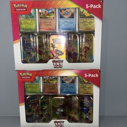 LOT of 2 Pokemon Scarlet & Violet 151 5-Pack Mini Tins + 4 Promos Costco Sealed