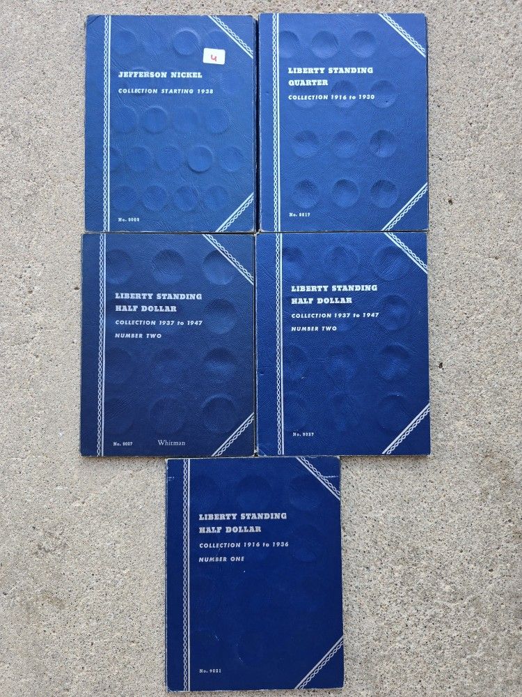 5) Vintage Whitman Collectible Coin Folders