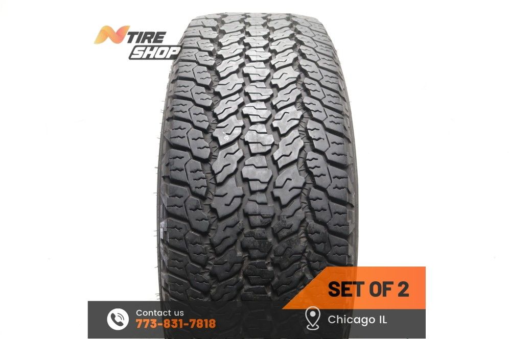 Set of 2 Used 9.5/32 255/65R17 110T Goodyear Wrangler All-Terrain Adventure Kevlar