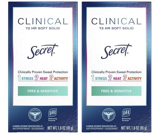 Secret Clinical Strength 72 Hour Soft Solid Free & Sensitive 2 Pack