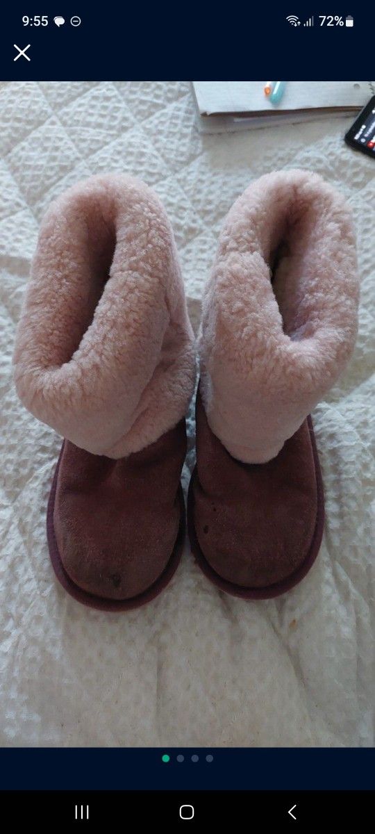 Pink Brown Uggs Like New Youth 4 Ladies 6