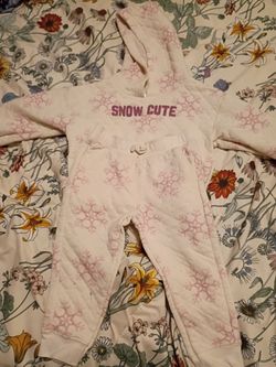 18 months Baby Girl Snow Cute Hooded Snowflake Outfit Set