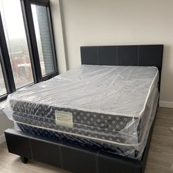 Queen Mattress Come With Bed Frame And Free Box Spring - Free Delivery 🚚 Today To Reasonable Distance