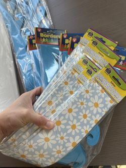 12 Packs Bulletin Board Borders – 6 Blue + 6 Daisies – 3”x36”, 36ft Each