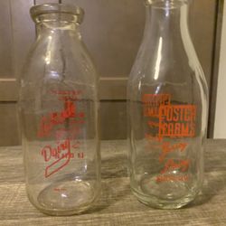 Vintage Glass Milk Bottles 