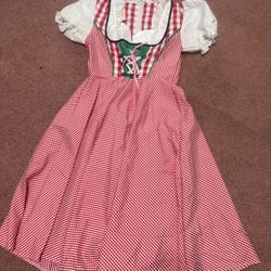 Large red checkered vintage renaissance dress October fest peasant costume
