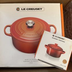 La Creuset Cocotte Round, 5.5 qt in Nectar, includes matching Mini Cocotte