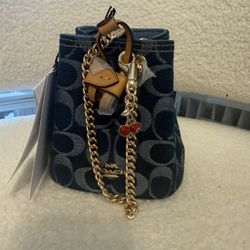 NWT Coach Denim Bucket Wristlet