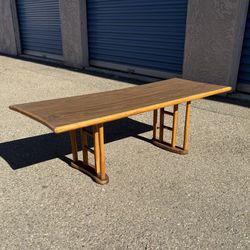 Vintage Mid Century Modern Coffee Table Bamboo Rattan And Formica