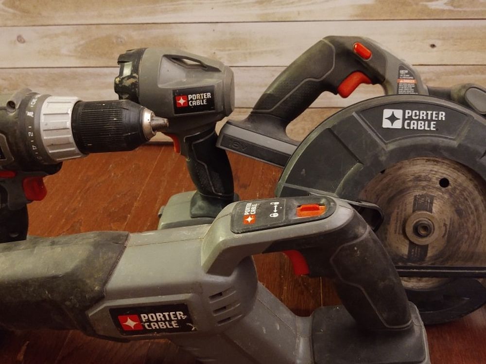 Porter Cable Circular Saw, Drill, Sawzaw, and Flashlight without Battery