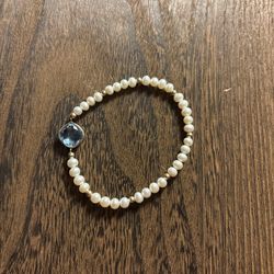 14kt Gold Blue Topaz Pearl Bracelet 
