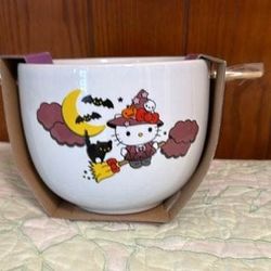 Halloween Hello Kitty Ceramic Bowl With Chopsticks