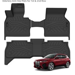All Weather Floor Mats Fits for BMW iX 2022 2023 2024 2025 TPE Rubber Liners Accessoires for BMW iX All Season Guard Odorless Anti-Slip Mats for 1st &