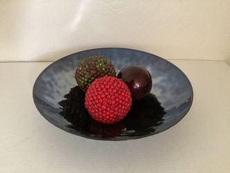 Crate & Barrel Navy Enamel Bowl (Made in Italy)
