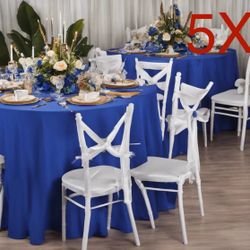 5 Pcs Royal Blue 90 inch Round Polyester Table Cloth Tablecloth Table Cover Party Wedding Linen