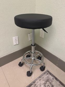 Adjustable Rolling Stool with Chrome Base