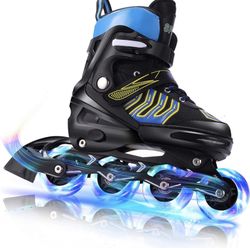 New Adjustable Inline Skates, Christmas Kids Gift with Kids Light Up Inline Skates for Children Toddlers
