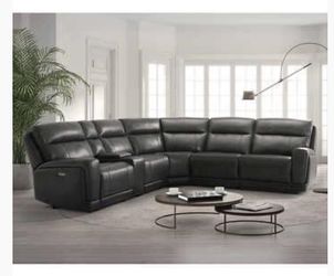 Leather Dark Brown Power Seats Sectional