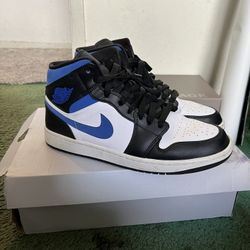 Jordan 1 Mid Black/White/Royal Blue - Size 10
