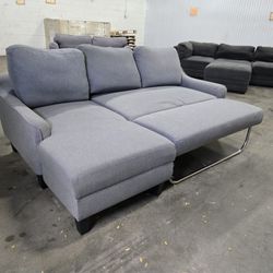 *Same Day Delivery Available!* Grey Convertible Chaise Sofa Bed