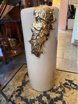 Mid Century Tal gold leaf porcelain vase