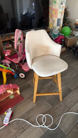 3 Swivel Curved Back Upholstered Counter Height Barstool Linen
