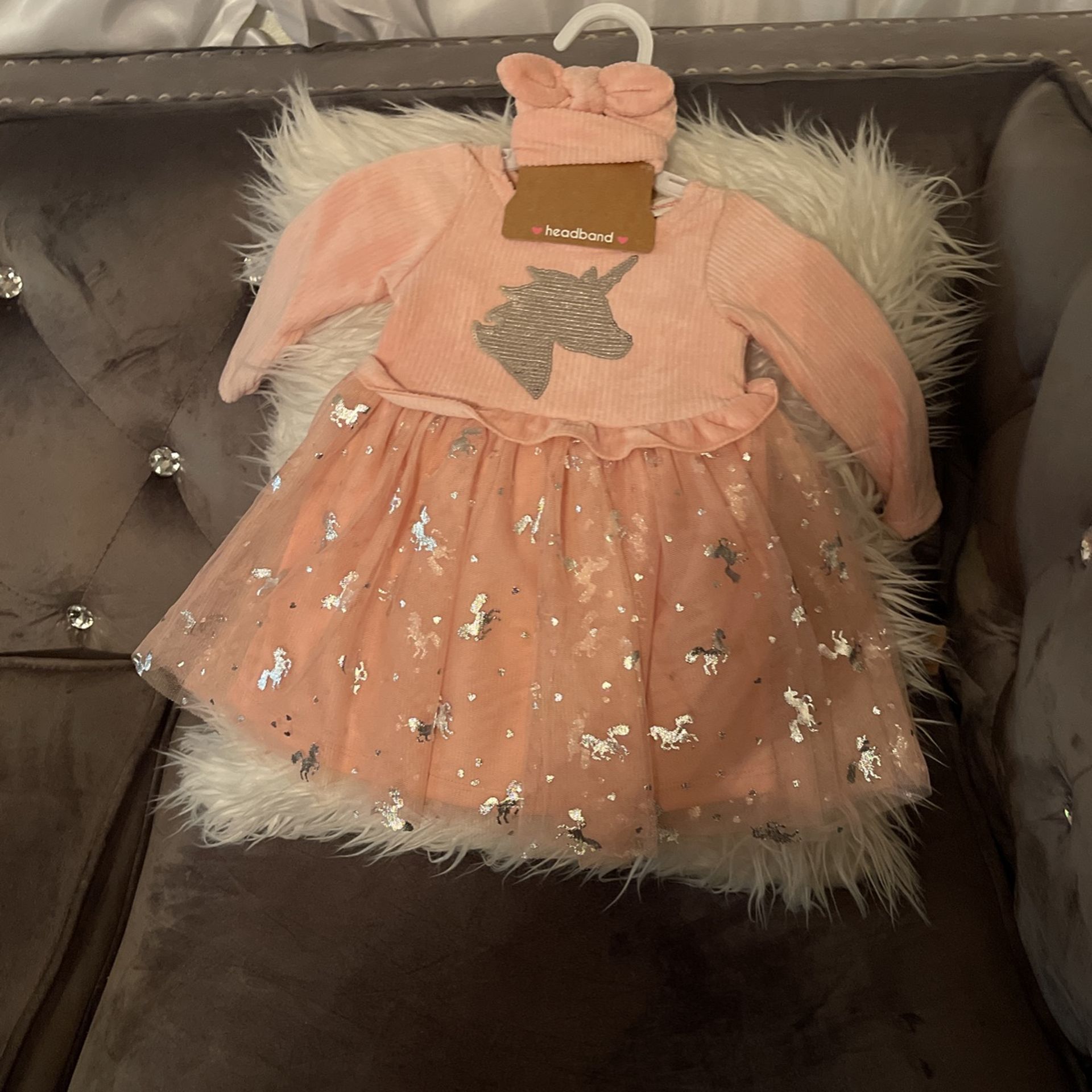 Three Piece Unicorn Dress  Size 6-9