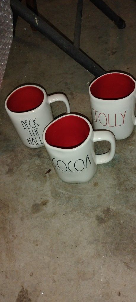 Five Rae Dunn Christmas Mugs