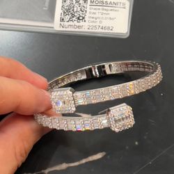   VVS 💎 baguette Bracelet 6mm X 7inches S925 In Excellent Condition 